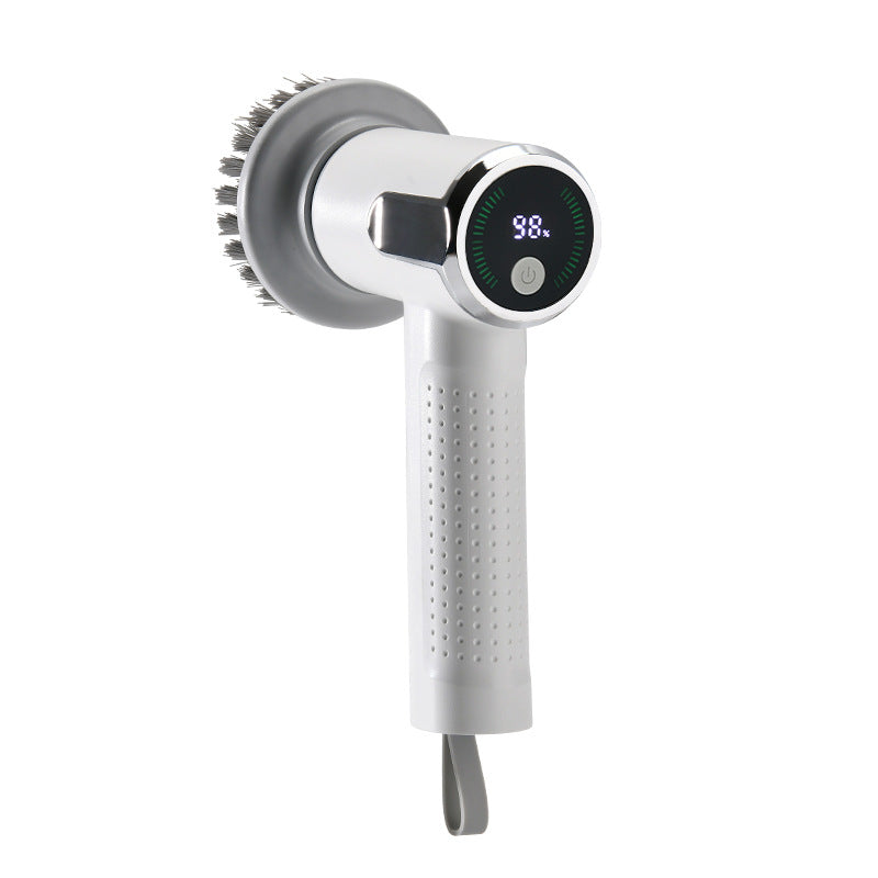Multifunctional electric cleaning brush with digital display and ergonomic handle for efficient cleaning.