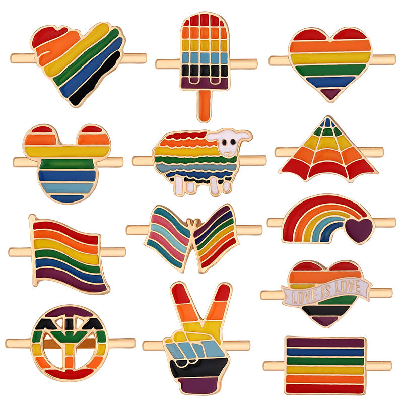Cartoon Cute Rainbow Love Metal Wall Clock Band