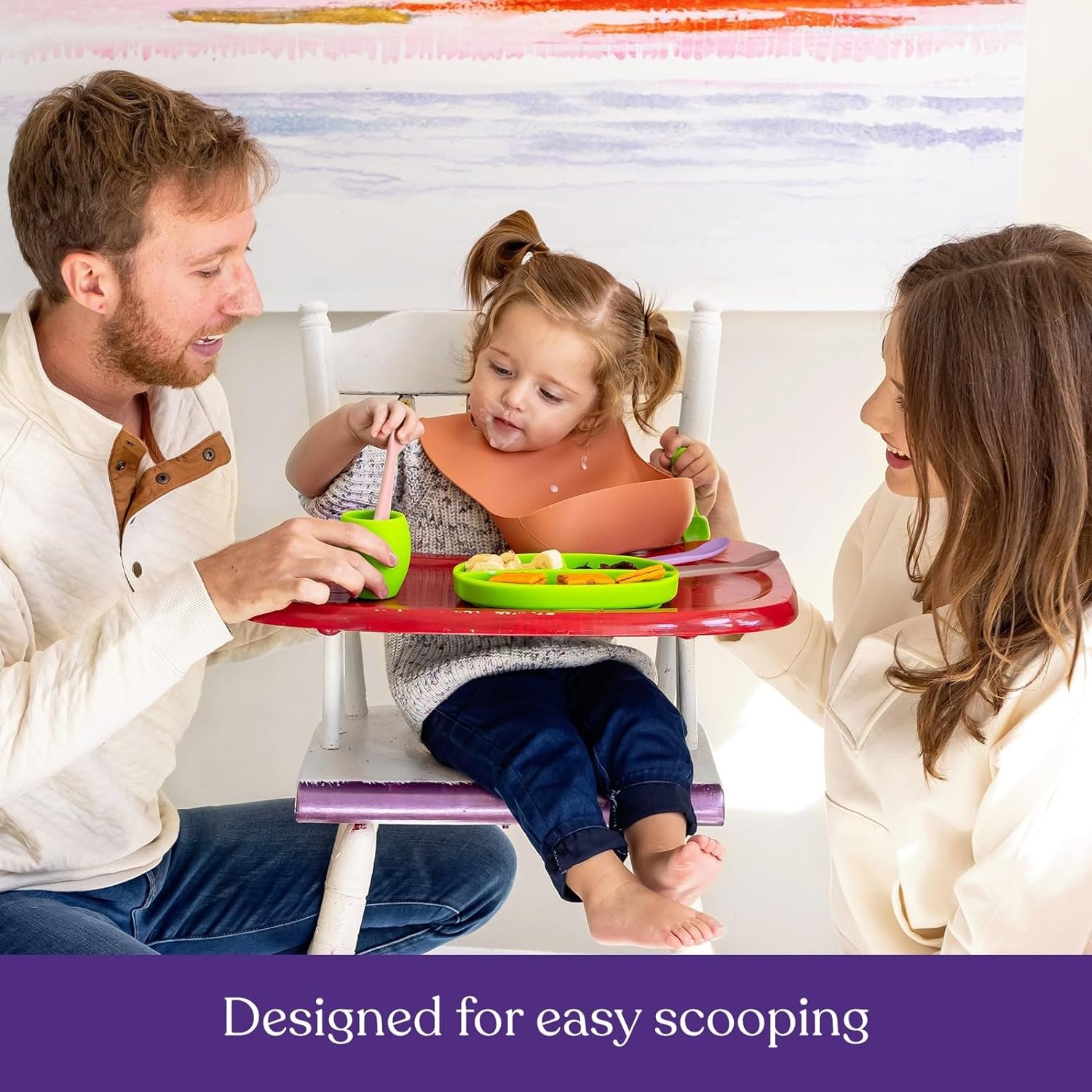 Silicone Baby Spoons – Soft Self-Feeding Utensils for Infants, BPA-Free (Pastel, 2-Pack)