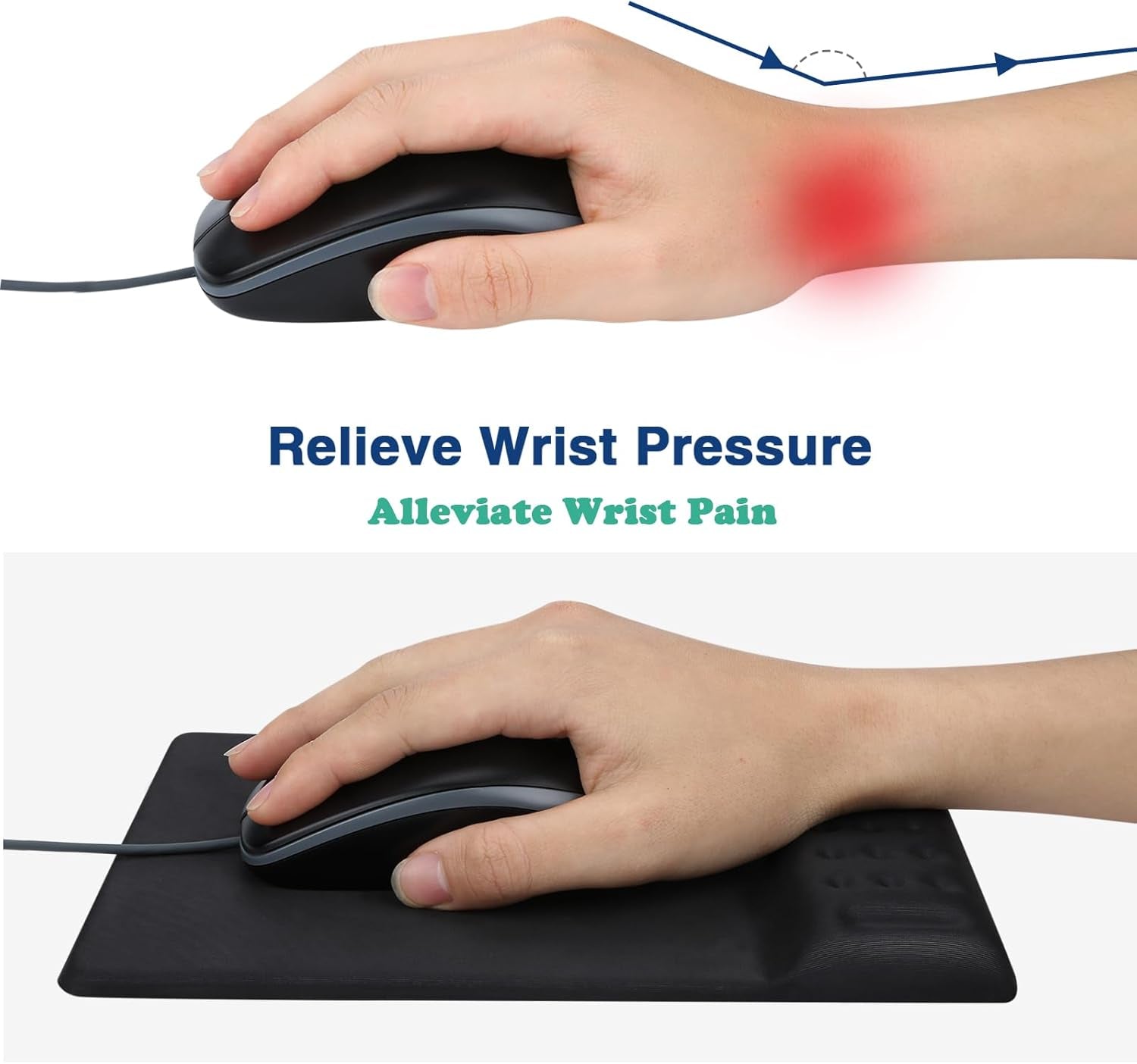 Keyboard & Mouse Wrist Rest Set – Memory Foam Support for Desk, Office, or Home (Black)