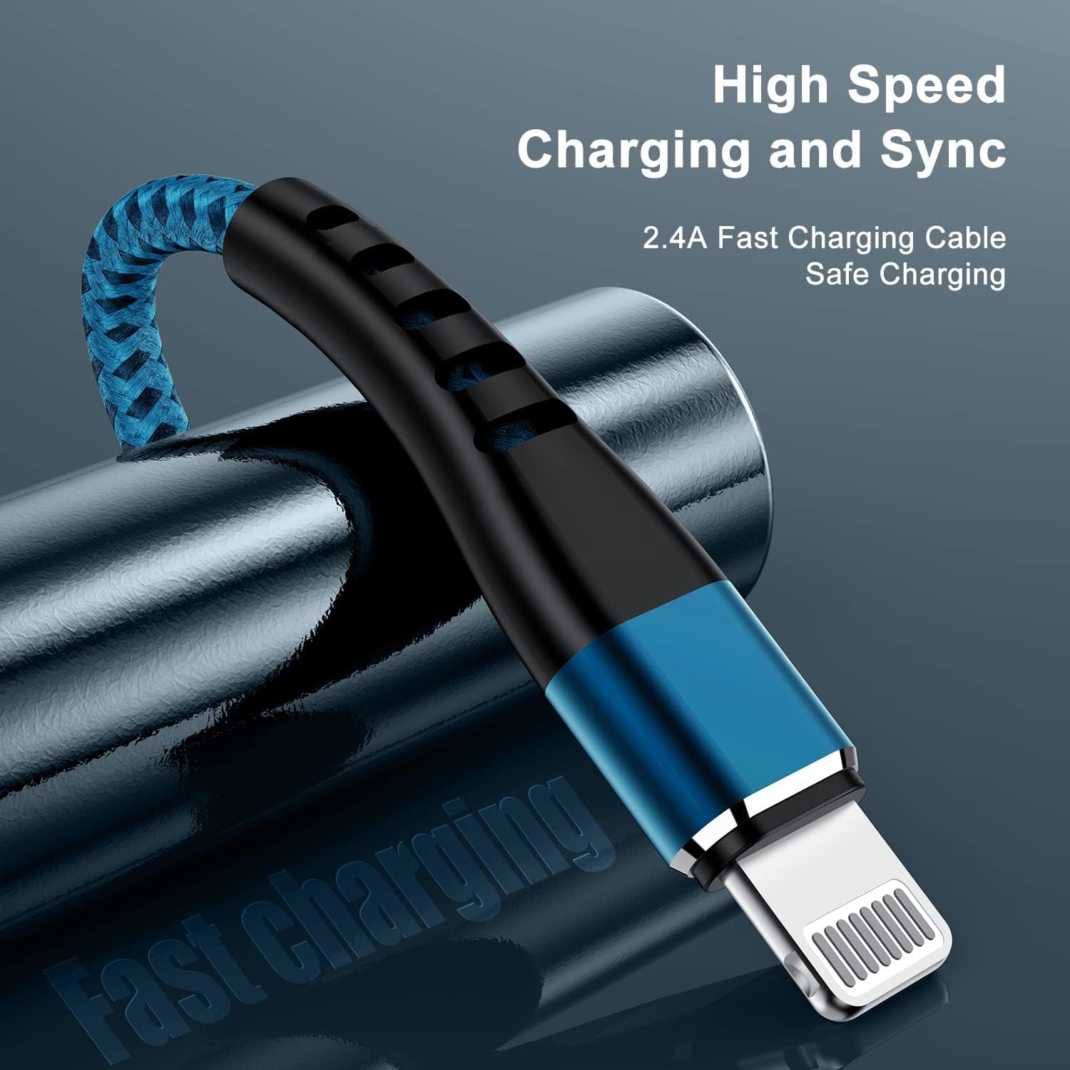 2-Pack iPhone Charger Cords – 3FT Nylon Braided Lightning Cables (Blue)