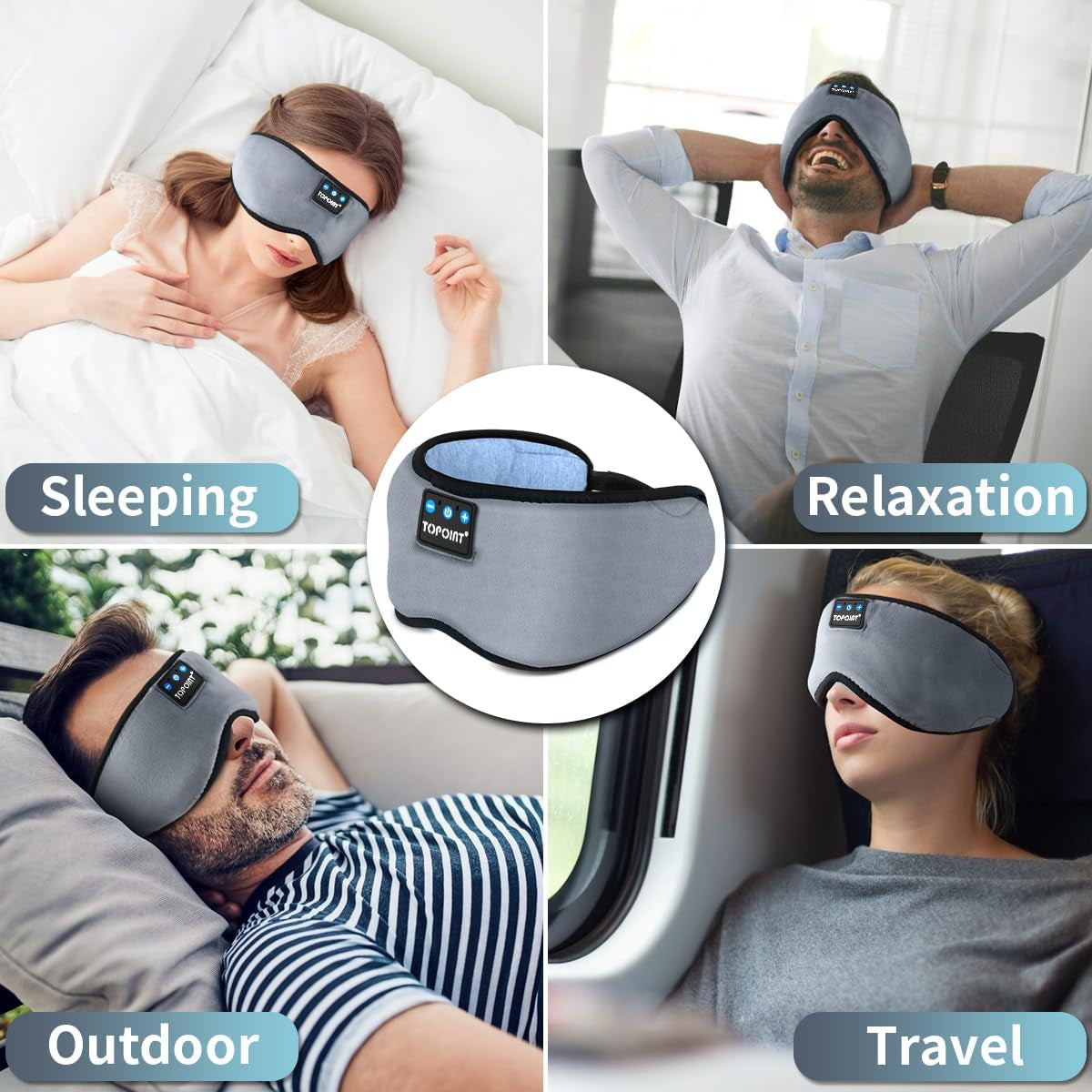 Bluetooth Sleep Eye Mask with Wireless Headphones – Comfortable Music Eye Cover for Sleeping & Travel