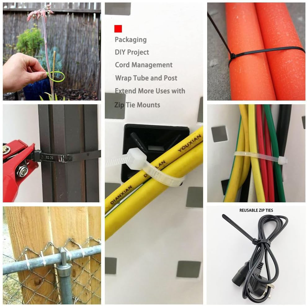 12-Inch Heavy Duty Zip Ties – 50 lbs Strength, Weather-Resistant Nylon (100 Pcs, White)