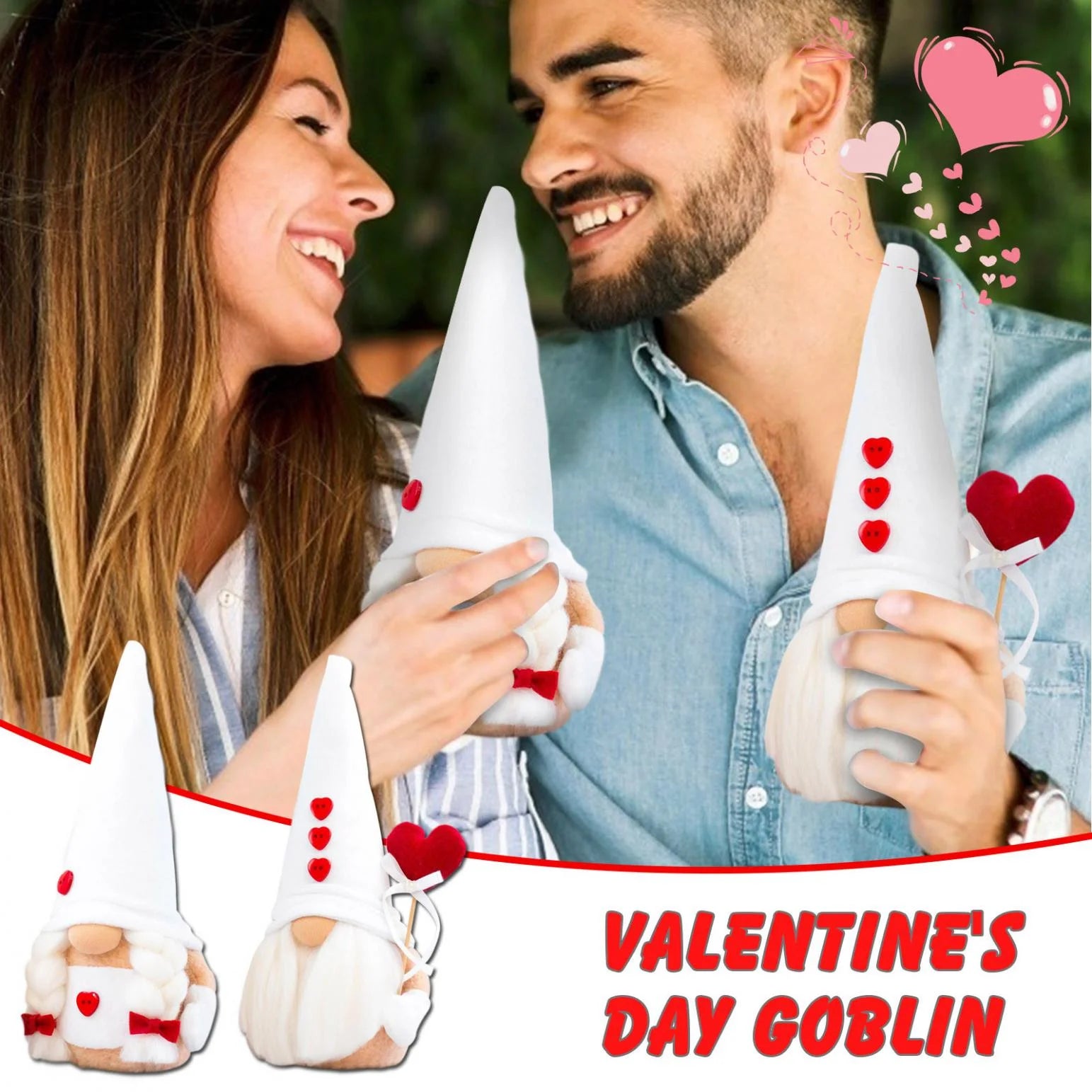 2PCS Valentines Day Gnome Plush Decorations -Mr and Mrs Handmake Scandinavian Tomte for Valentine'S Day Table Elf Gnomes Decor, Stuffed Plushie Decor,Sweet Valentines Day Gifts