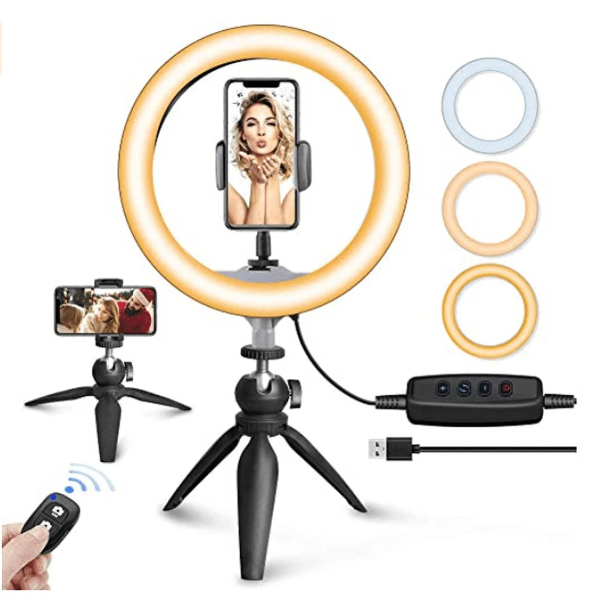 10'' LED Selfie Ring Light – Tripod Stand & Phone Holder, 3 Modes, 11 Brightness Levels
