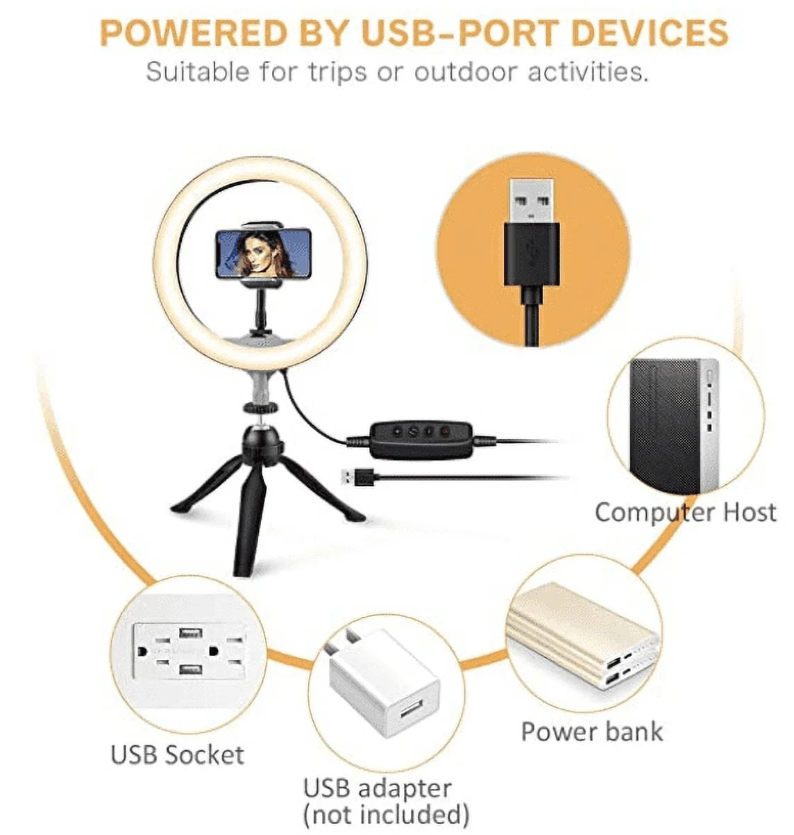 10'' LED Selfie Ring Light – Tripod Stand & Phone Holder, 3 Modes, 11 Brightness Levels