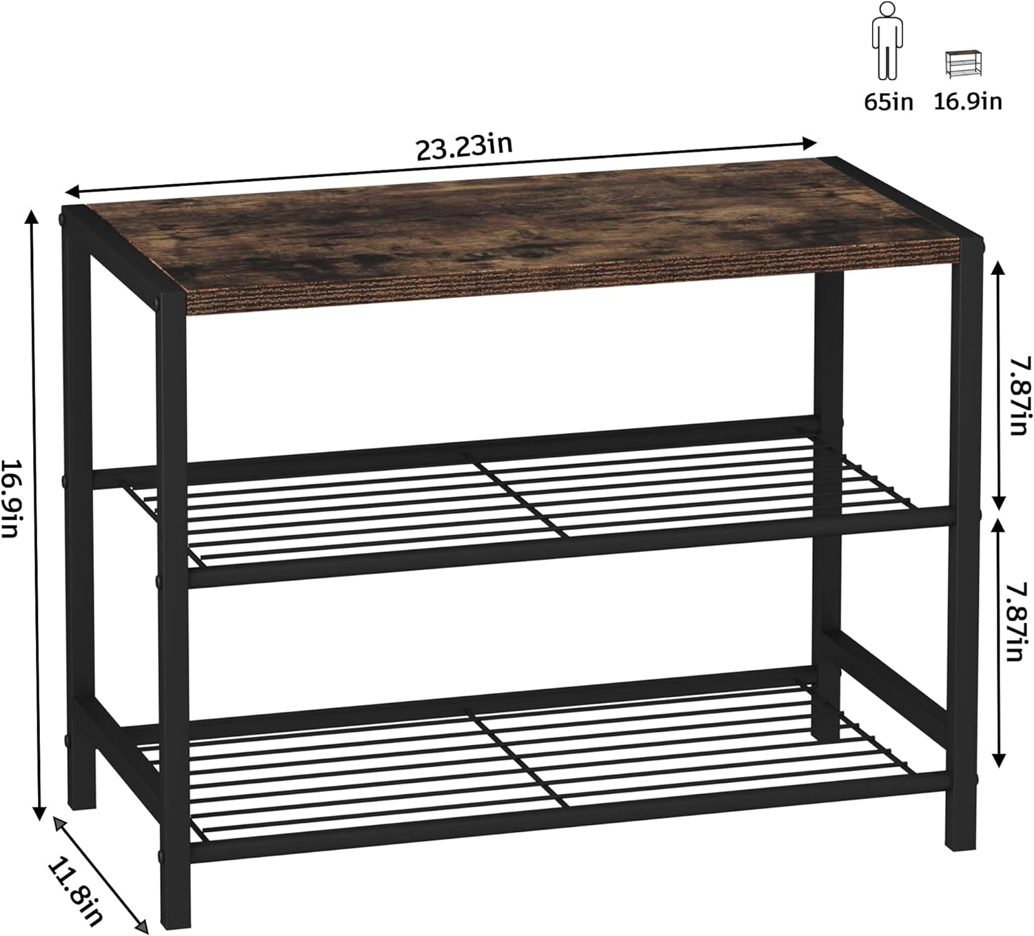 3-Tier Shoe Rack, Shoe Storage Shelf, Industrial Shoe Tower, Narrow Shoe Organiz