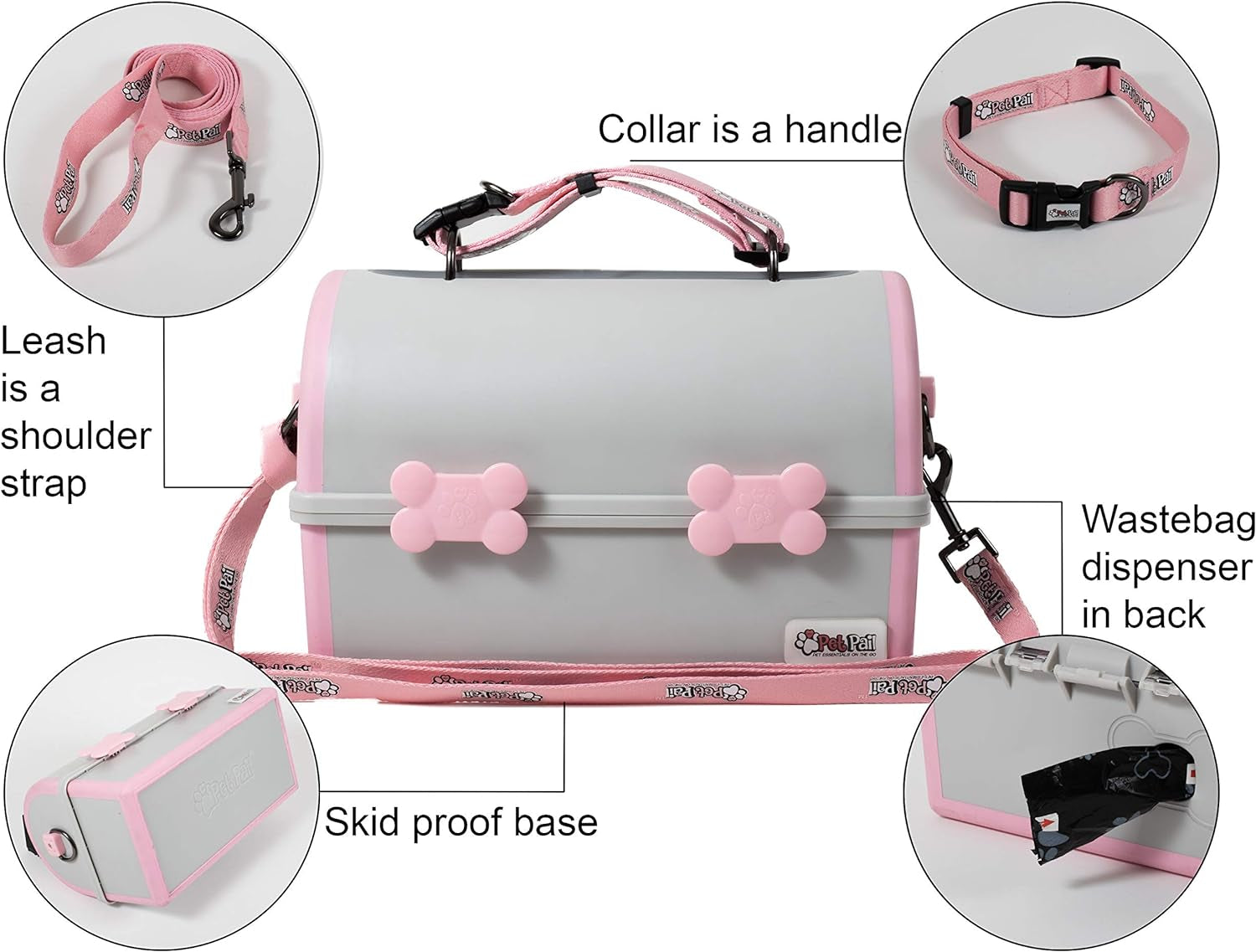 – Portable Dog Bowl and Water Container + Dog Travel Dish with Waste Bag Dispenser + Elevated Dog Bowls for Home – Replace Collapsible Bowls with Our Spill Proof Pet Solution