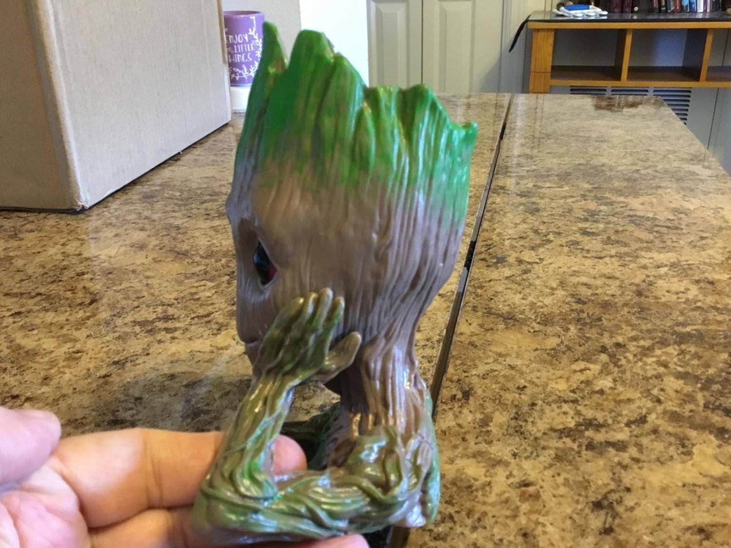 Baby Groot Pen Holder – 6'' Tree Man Pot with Drainage for Succulents or Desk Use (Grayish Brown)