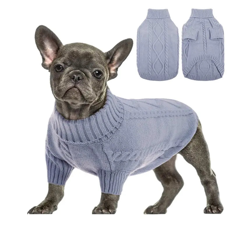 Dog Turtleneck Clothes Autumn And Winter Clothing Solid Color Knitted Sweater - clickit2shipit