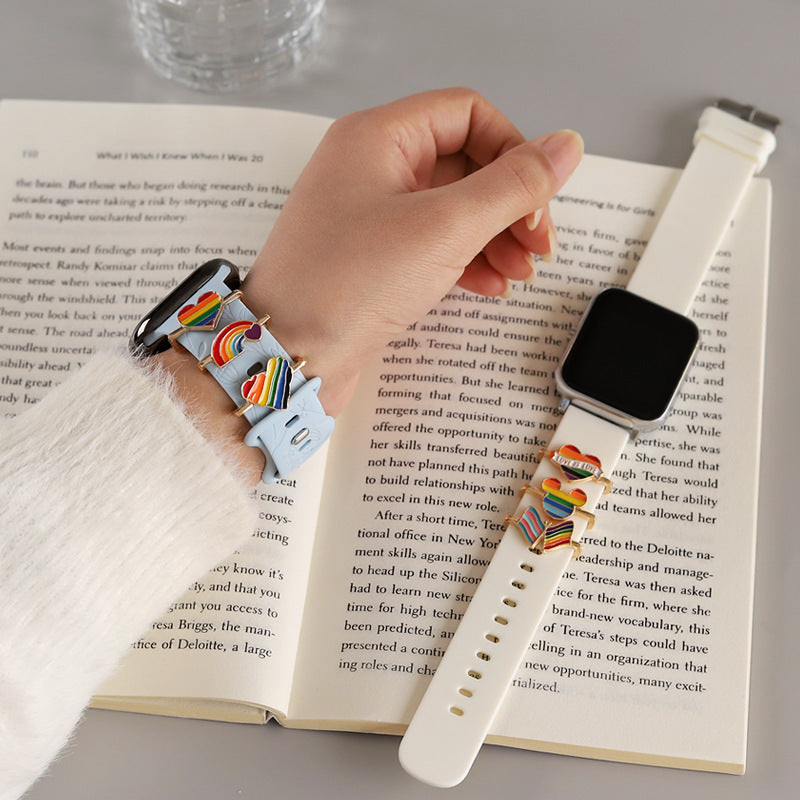 Cartoon Cute Rainbow Love Metal Wall Clock Band
