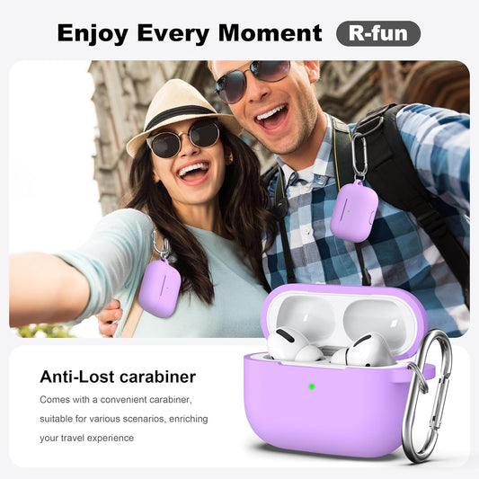 AirPods Pro 2/1 Case – Soft Silicone Cover with Cleaner Kit & Keychain (Lavender)