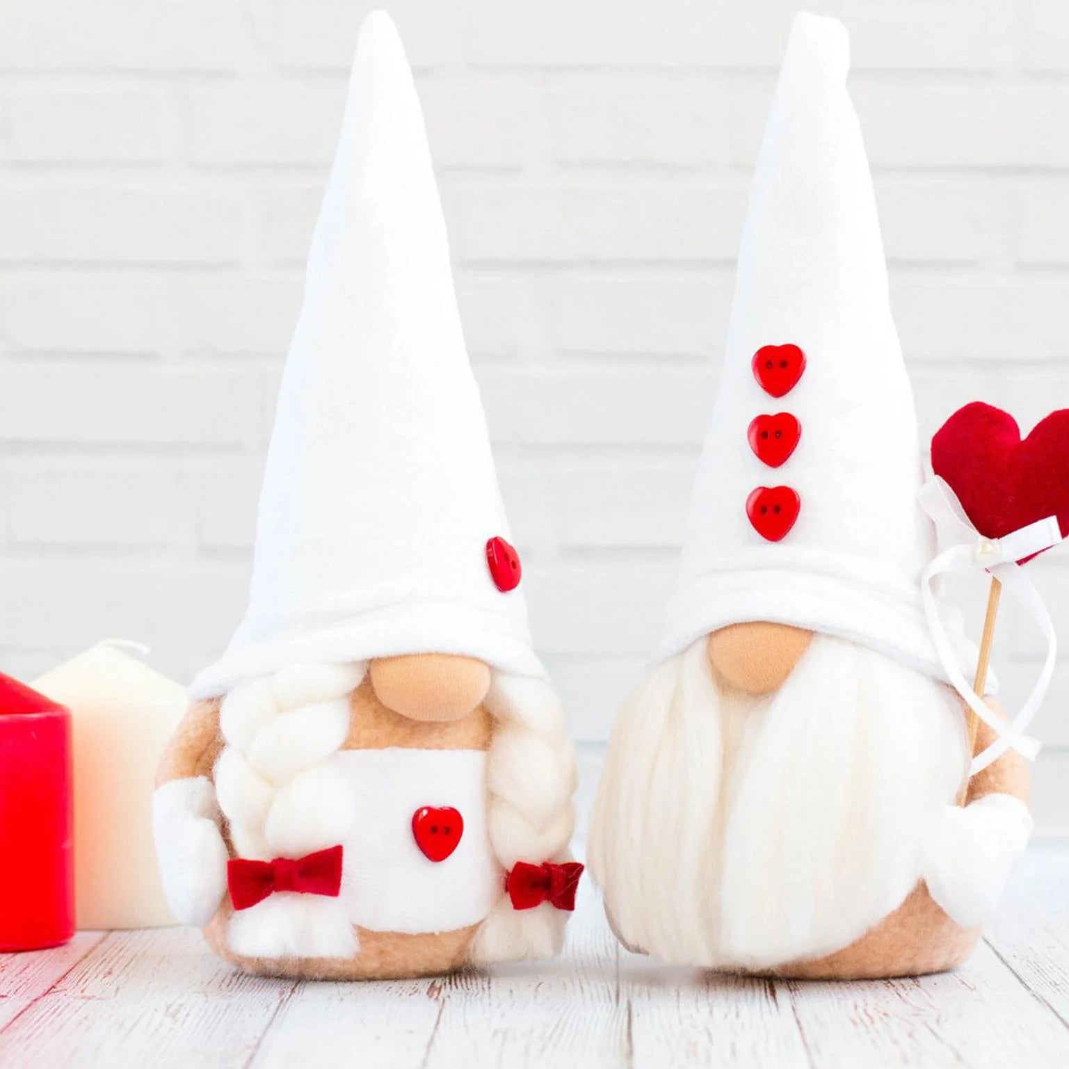 2PCS Valentines Day Gnome Plush Decorations -Mr and Mrs Handmake Scandinavian Tomte for Valentine'S Day Table Elf Gnomes Decor, Stuffed Plushie Decor,Sweet Valentines Day Gifts