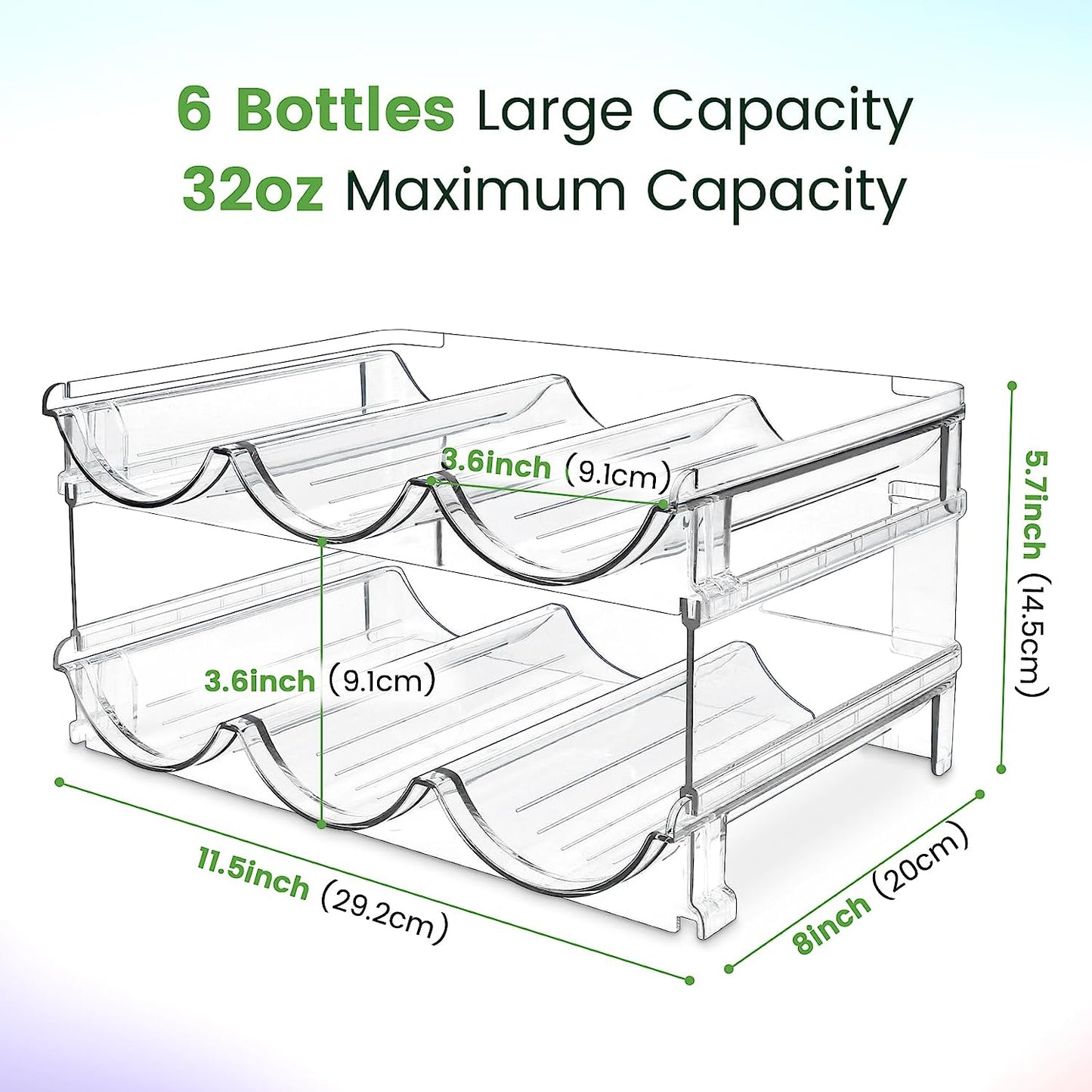 Water Bottle Organizer Rack – 2-Pack Stackable Storage for Cabinet or Countertop