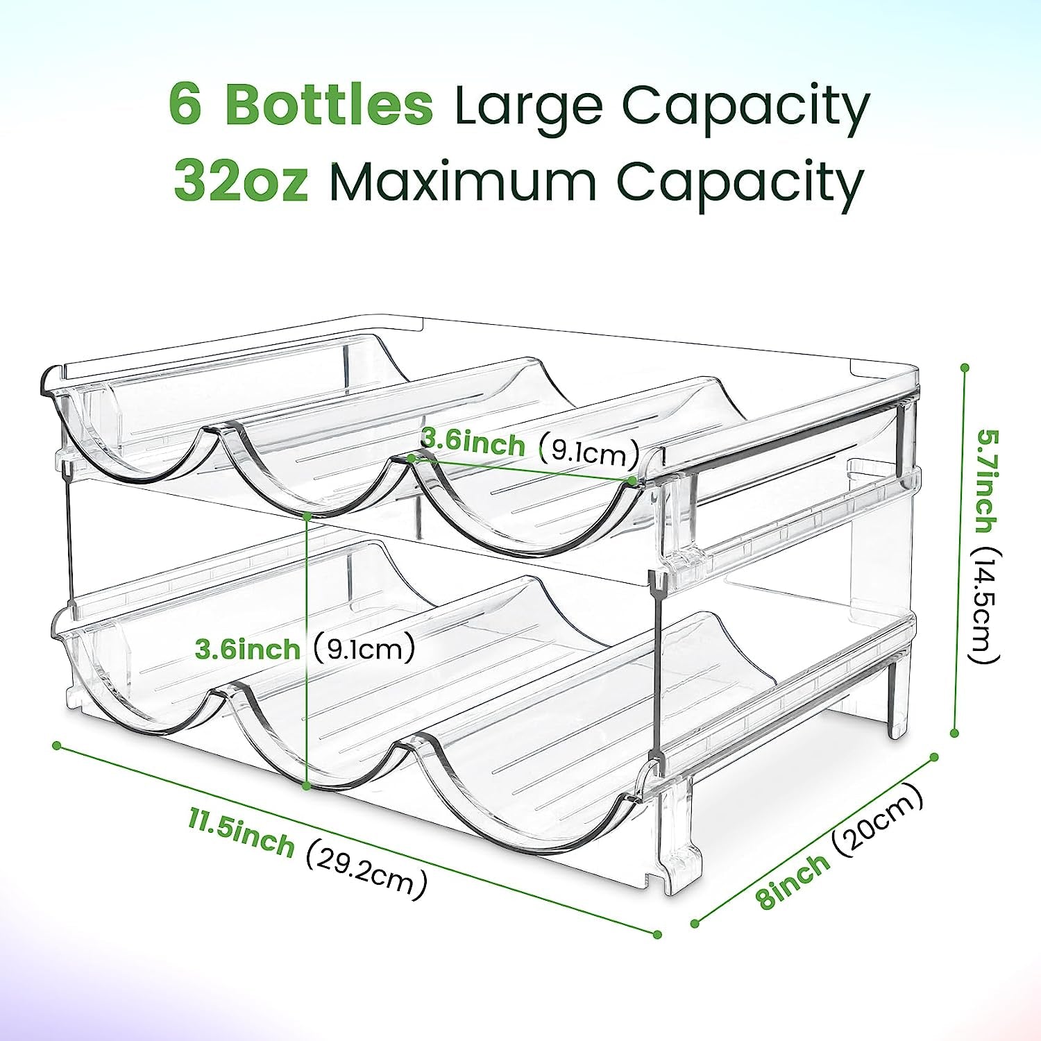 Water Bottle Organizer Rack – 2-Pack Stackable Storage for Cabinet or Countertop