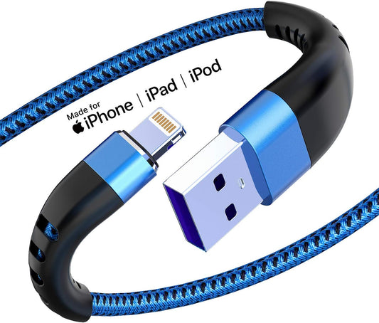 2-Pack iPhone Charger Cords – 3FT Nylon Braided Lightning Cables (Blue)
