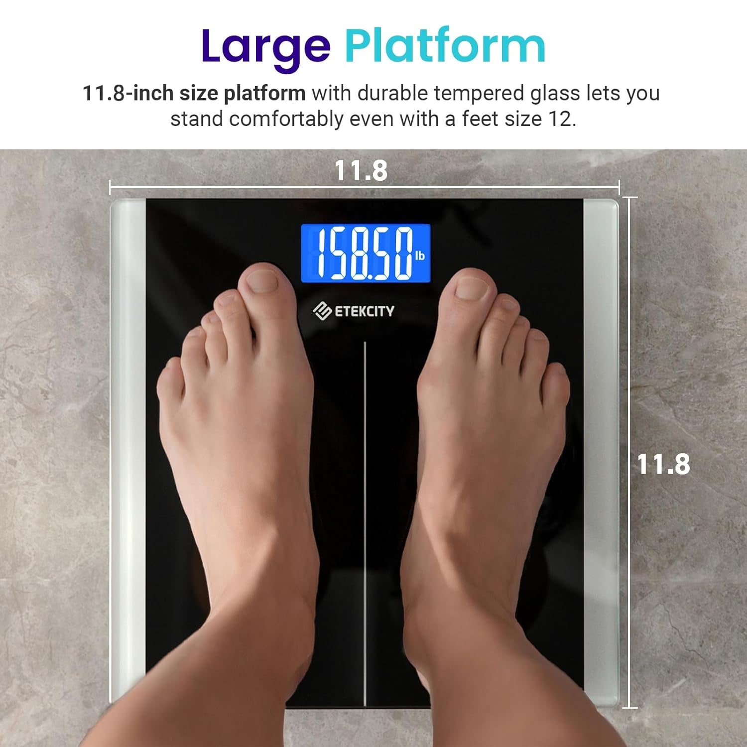 Digital Bathroom Scale – High Accuracy, LCD Display, 400 lbs Capacity, Tempered Glass