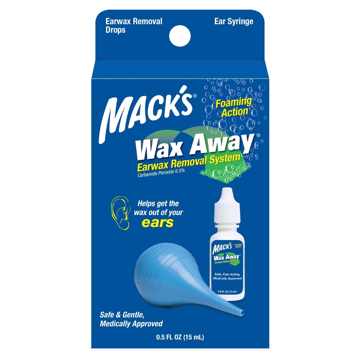 Wax Away Ear Wax Removal System - 0.5 FL OZ Ear Drops with Ear Syringe