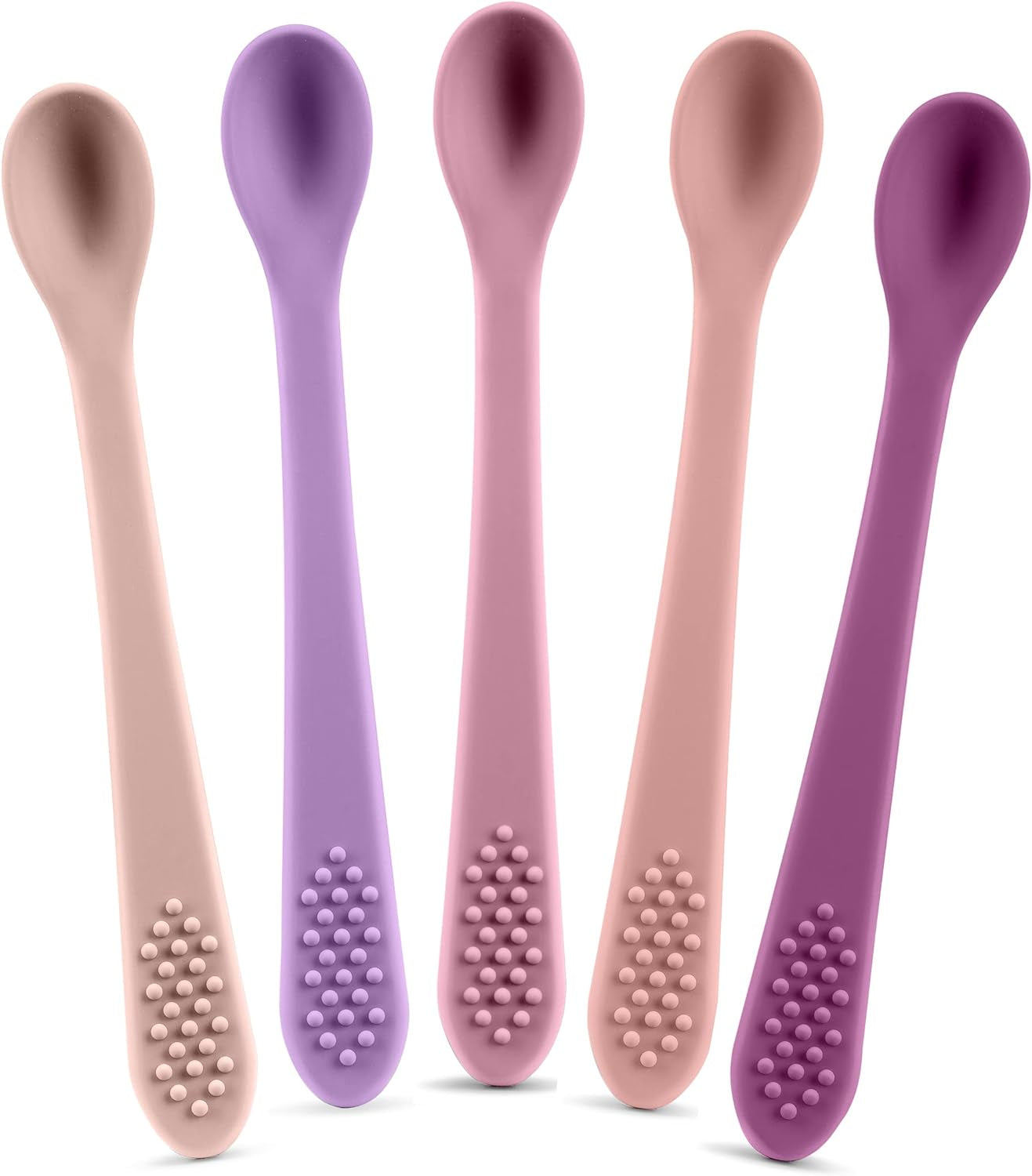Silicone Baby Spoons – Soft Self-Feeding Utensils for Infants, BPA-Free (Pastel, 2-Pack)