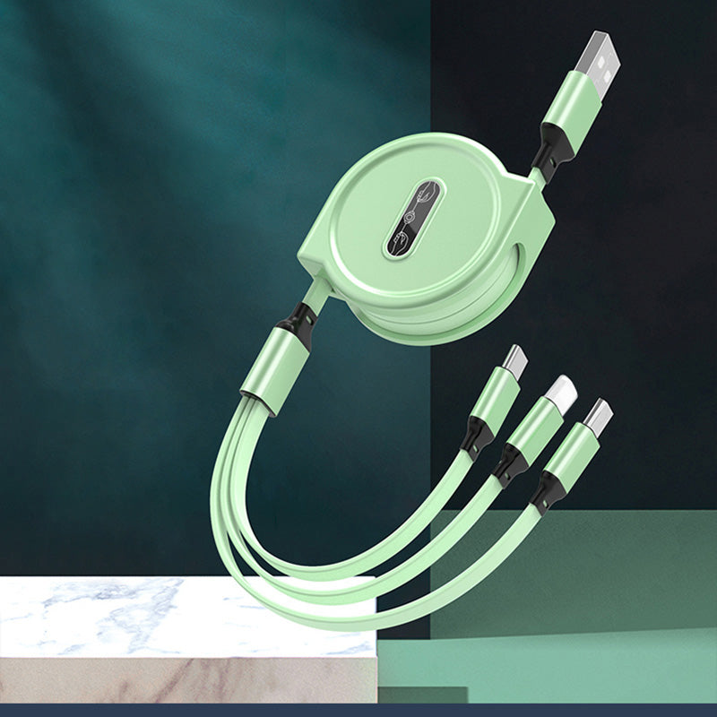 One Tow Three Telescopic Data Cable, Three In One Fast Charging Cable - clickit2shipit