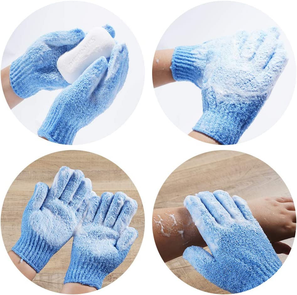10 Pairs Exfoliating Gloves – 100% Nylon, Dual-Sided for Shower, Spa & Bath (10 Colors)