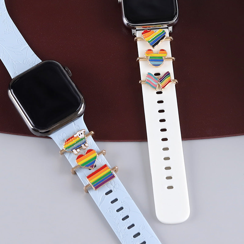 Cartoon Cute Rainbow Love Metal Wall Clock Band