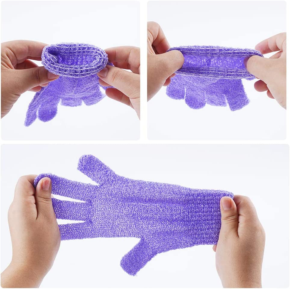 10 Pairs Exfoliating Gloves – 100% Nylon, Dual-Sided for Shower, Spa & Bath (10 Colors)