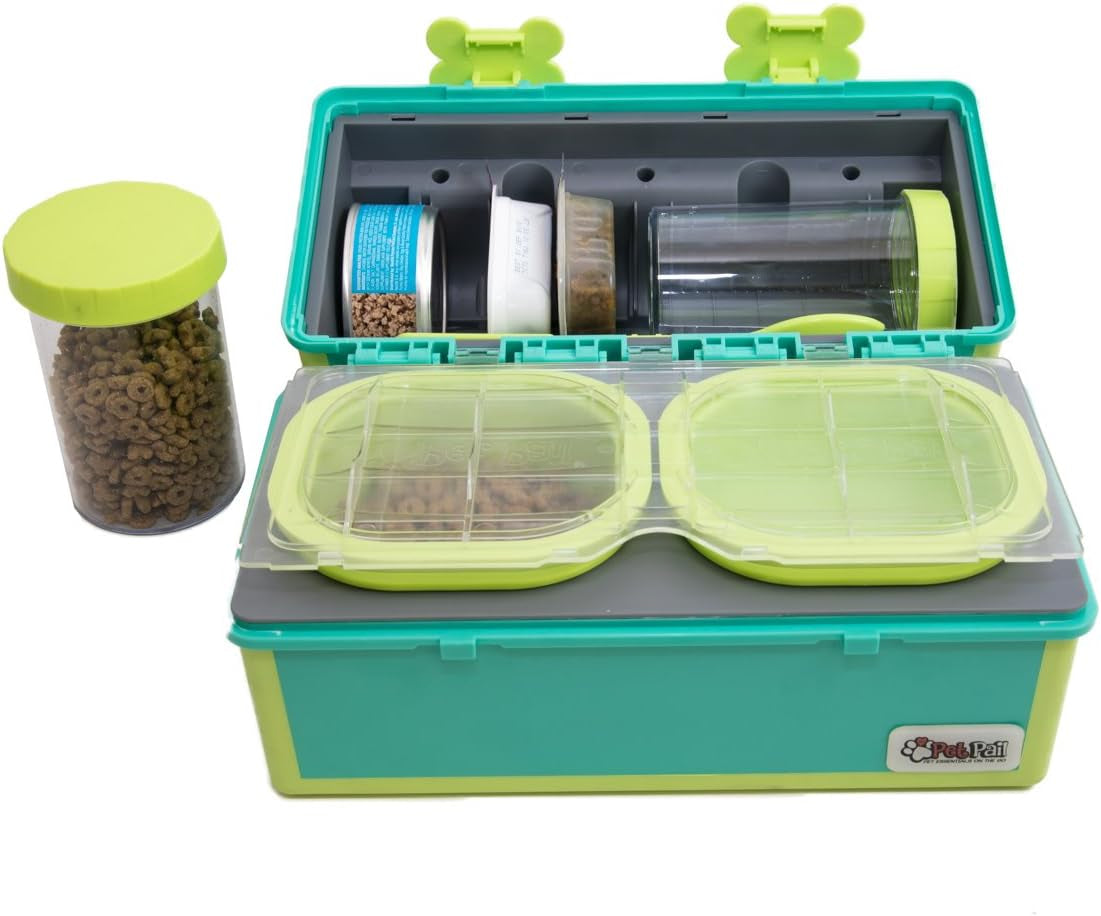 – Portable Dog Bowl and Water Container + Dog Travel Dish with Waste Bag Dispenser + Elevated Dog Bowls for Home – Replace Collapsible Bowls with Our Spill Proof Pet Solution