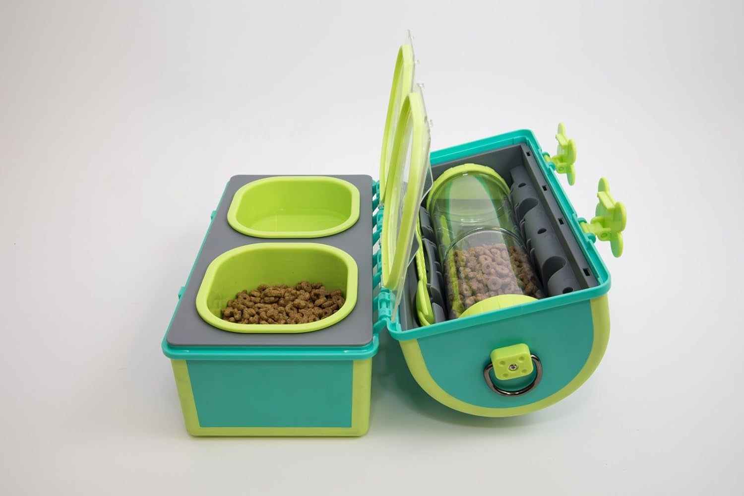 – Portable Dog Bowl and Water Container + Dog Travel Dish with Waste Bag Dispenser + Elevated Dog Bowls for Home – Replace Collapsible Bowls with Our Spill Proof Pet Solution