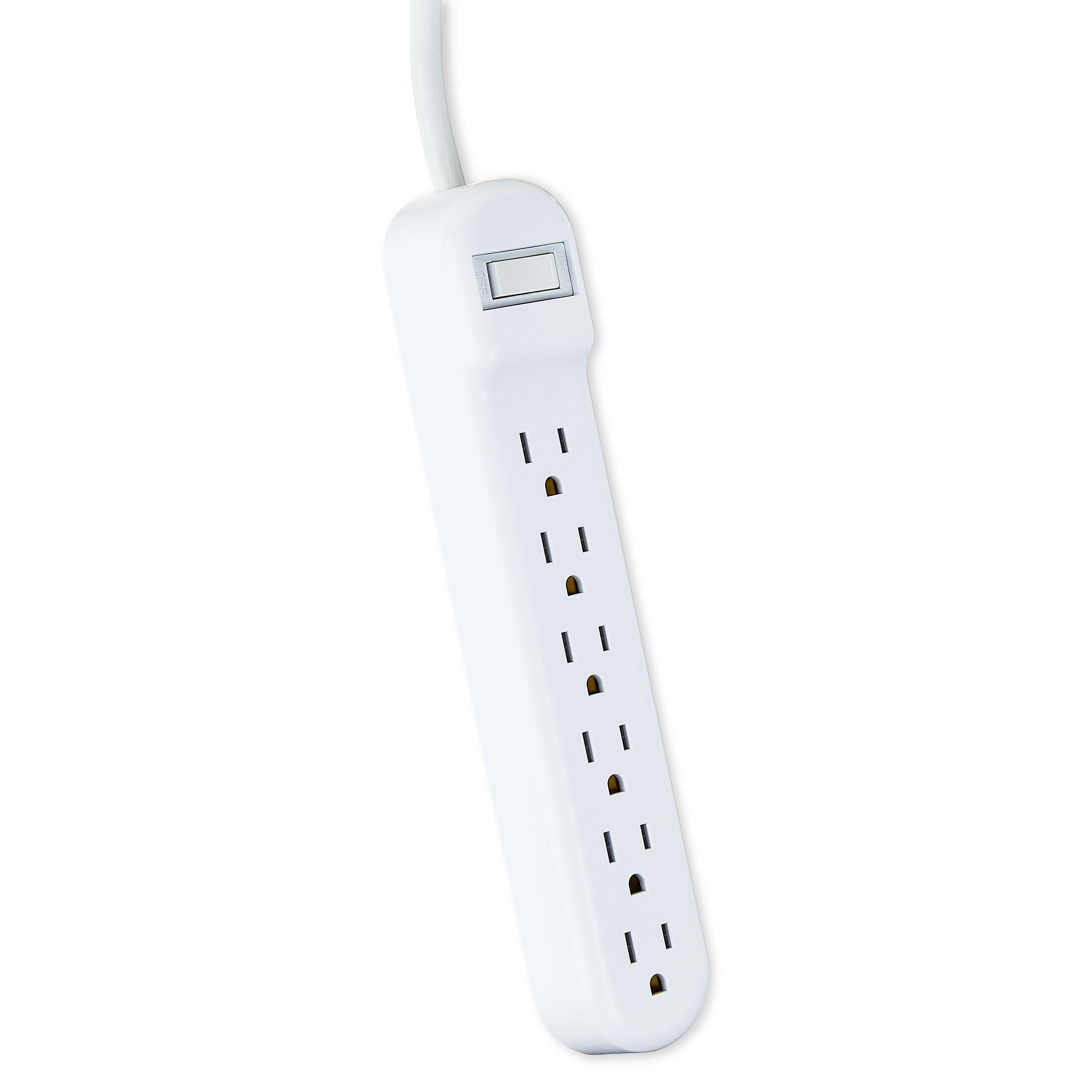 6-Outlet Surge Protector – 2-Pack with 2.5Ft Power Cord (White)