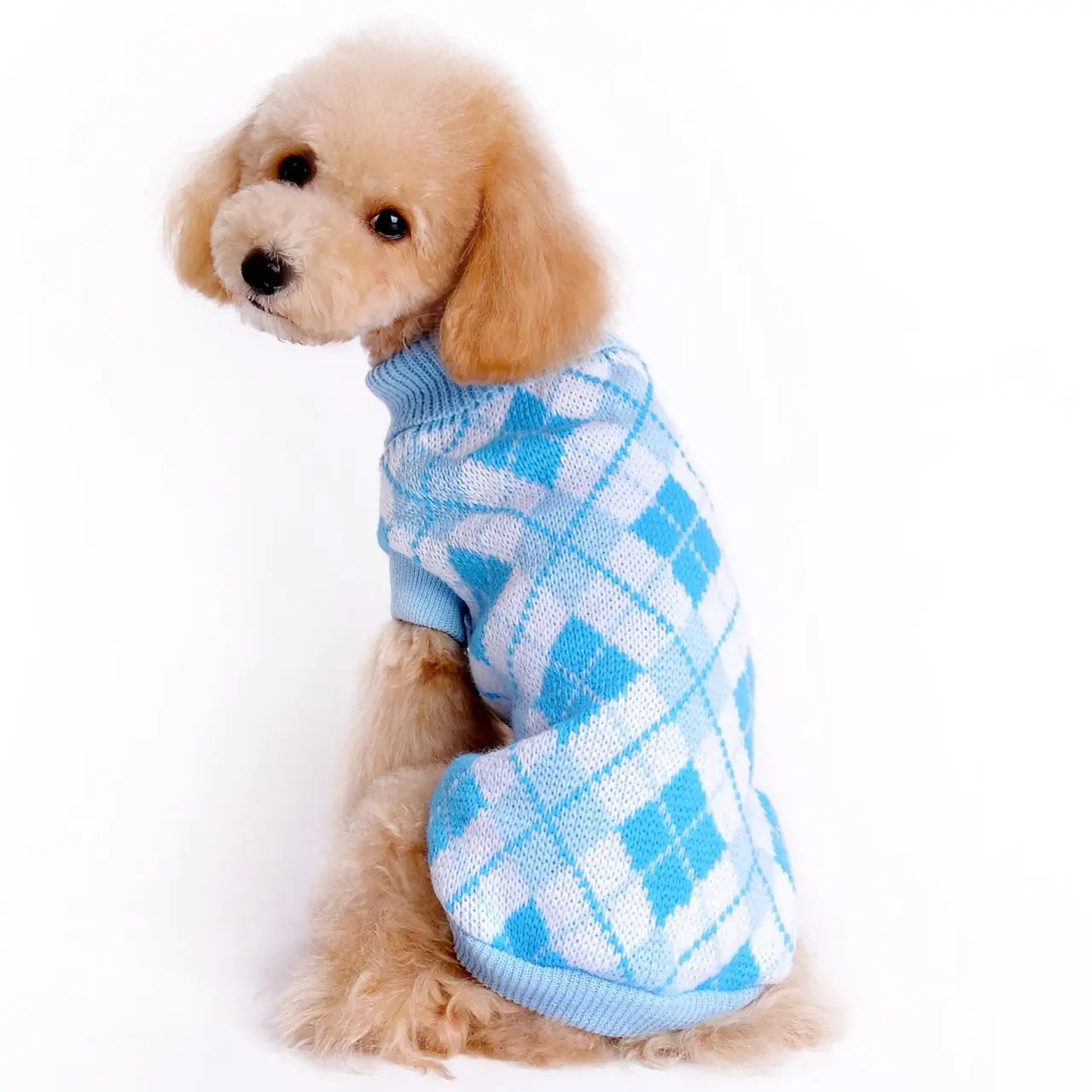 Fashion Pet Geometric Diamond Plaid Sweater - clickit2shipit