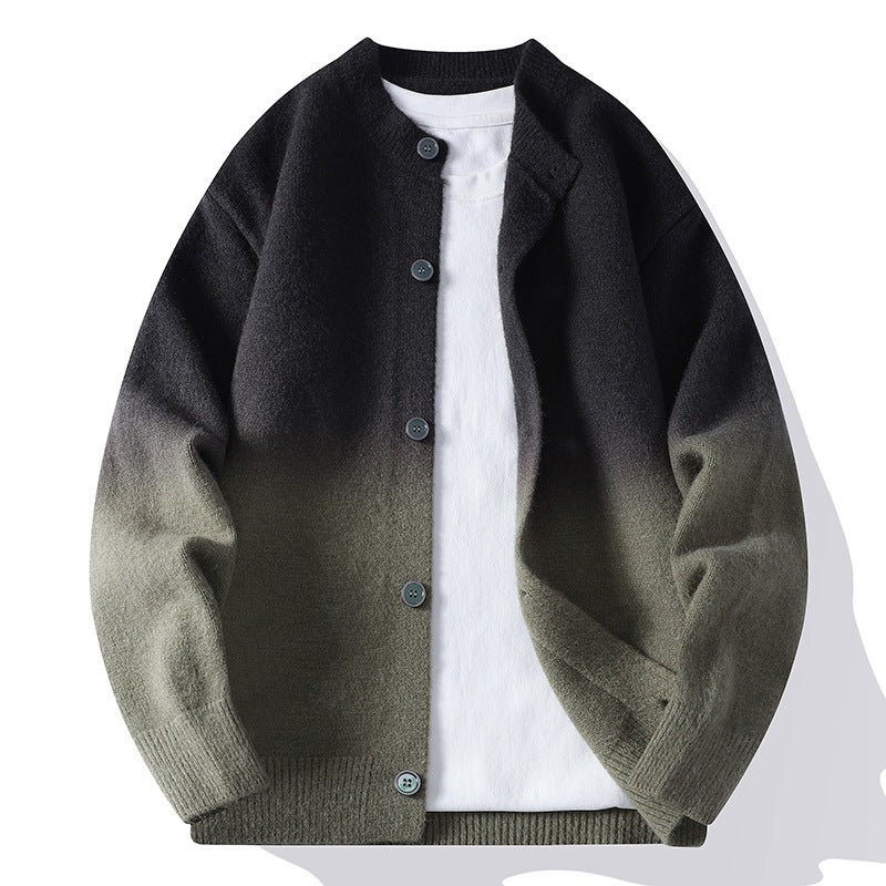 Gradient-knit Cardigan A Unisex Couple-matching Sweater With A Relaxed Casual Fit