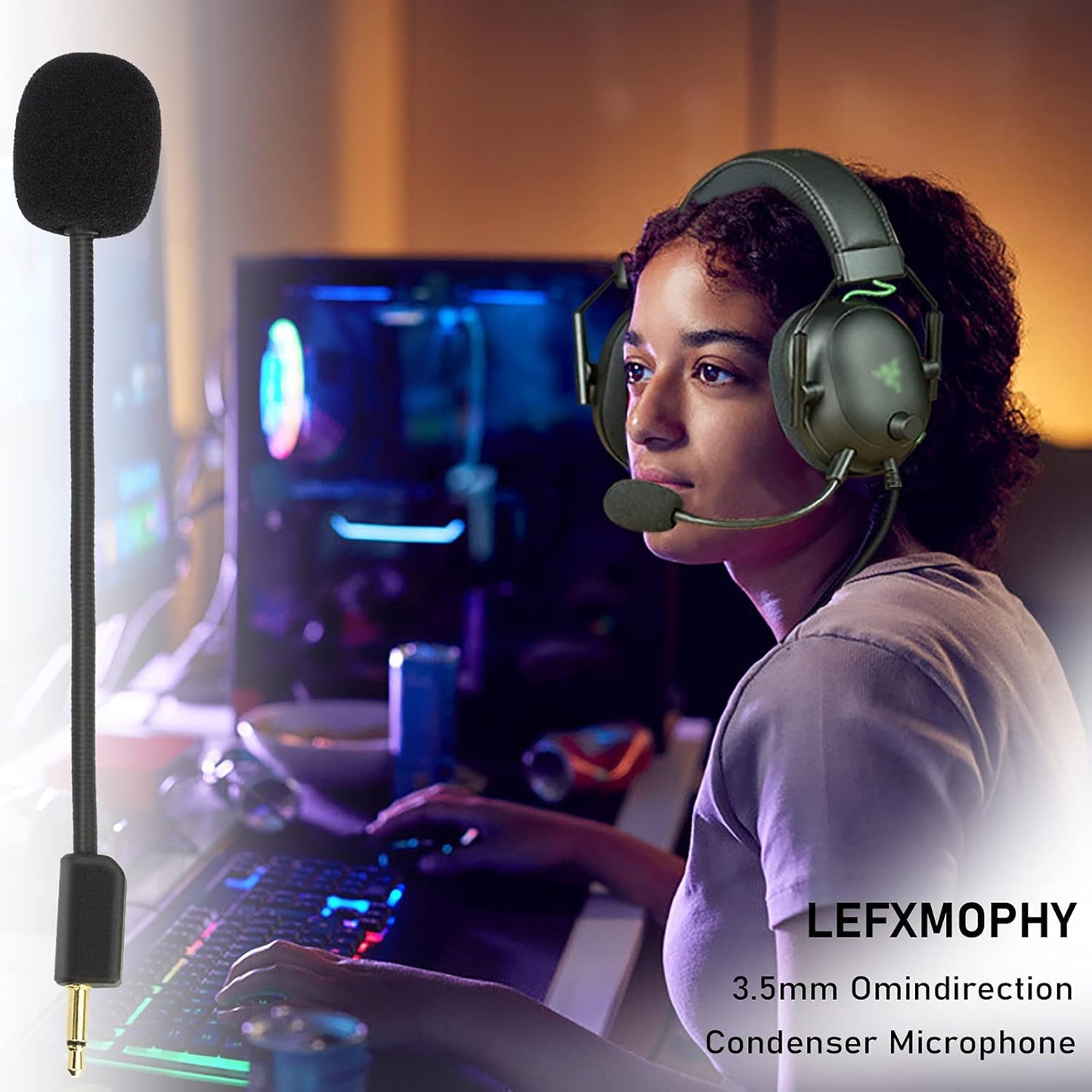 Blackshark V2 Mic Replacement – 3.5mm Detachable Boom Mic with Foam for Razer V2 & V2 Pro