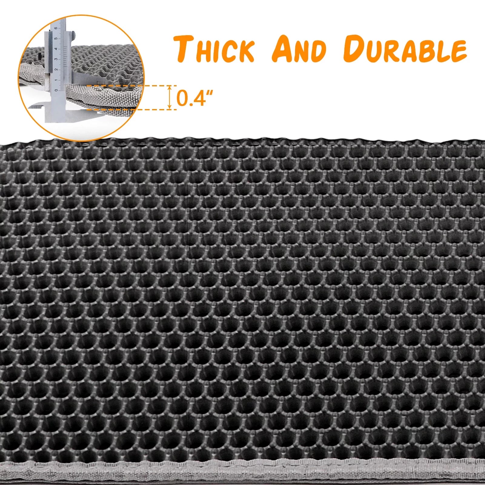 Cat Litter Mat – 24x15'' Waterproof, Non-Slip Honeycomb Design, Soft on Paws (Black)
