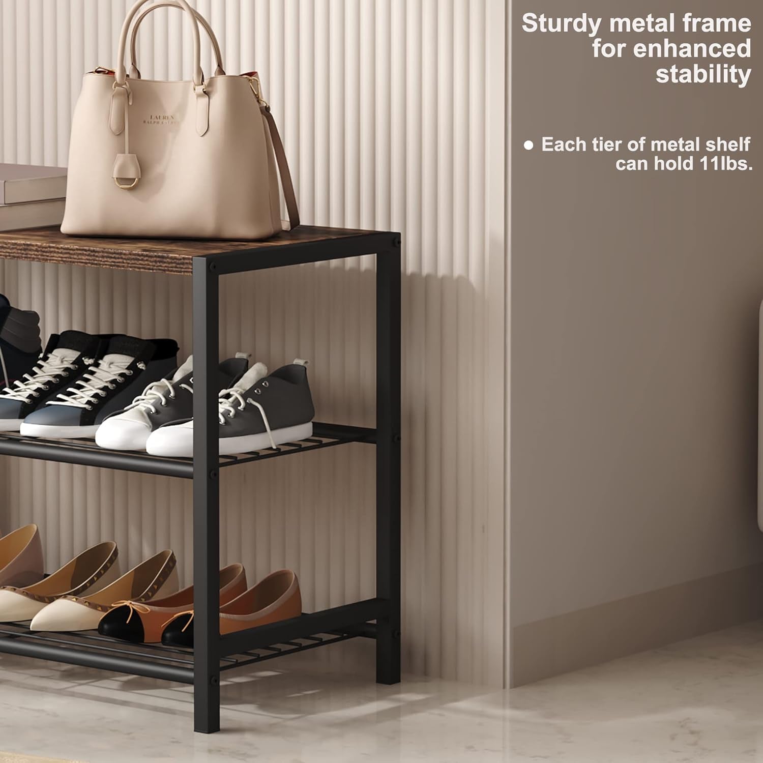 3-Tier Shoe Rack, Shoe Storage Shelf, Industrial Shoe Tower, Narrow Shoe Organiz
