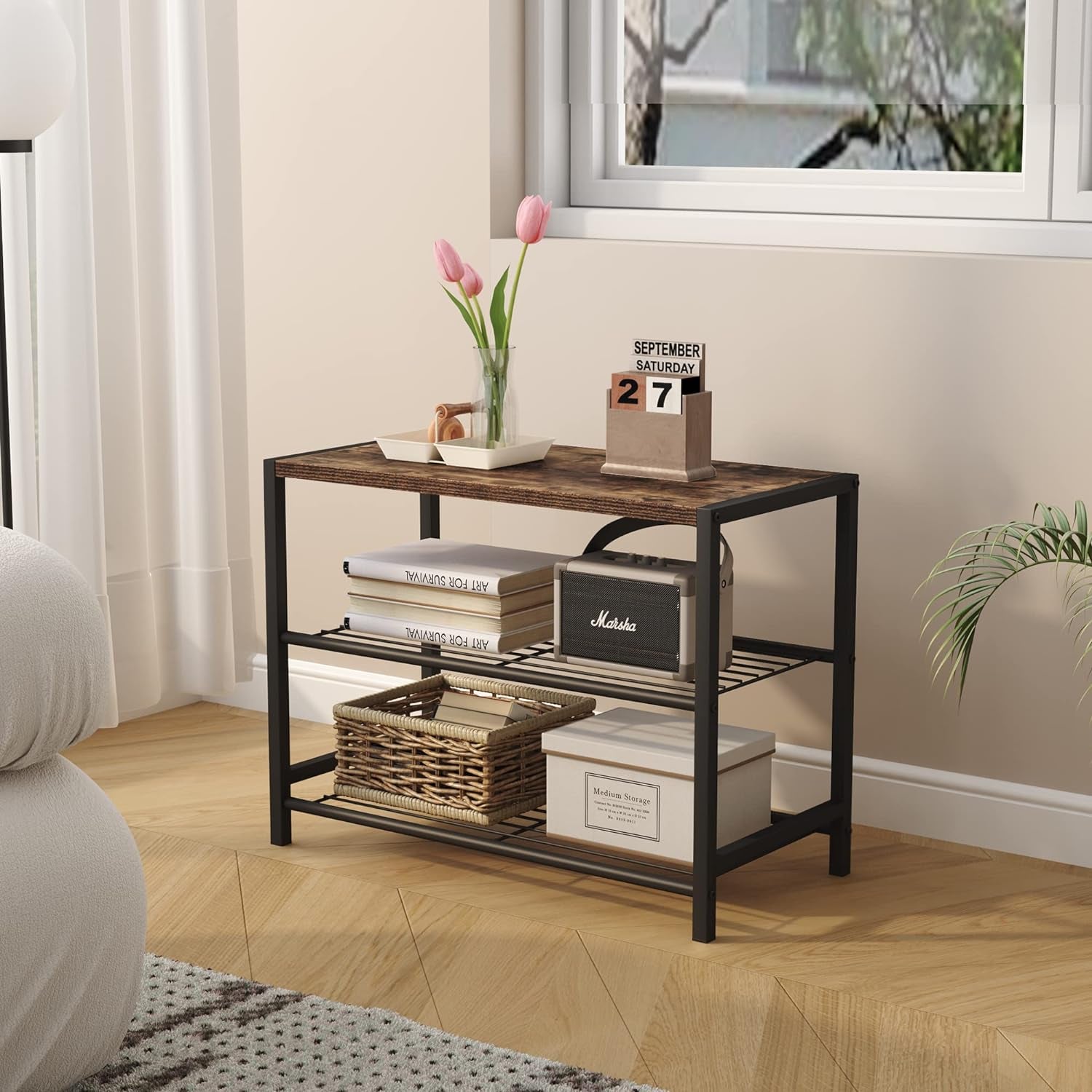 3-Tier Shoe Rack, Shoe Storage Shelf, Industrial Shoe Tower, Narrow Shoe Organiz