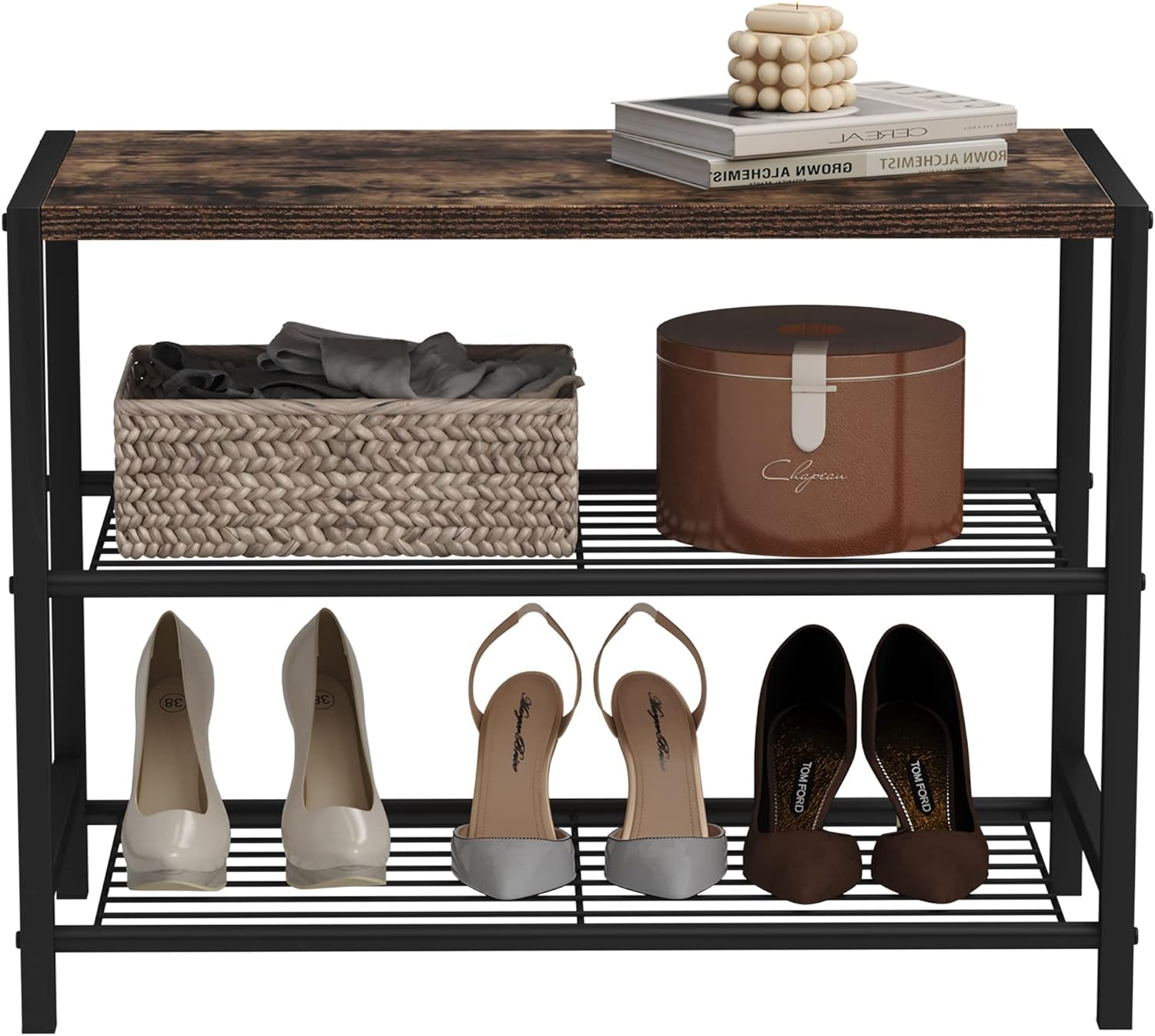 3-Tier Shoe Rack, Shoe Storage Shelf, Industrial Shoe Tower, Narrow Shoe Organiz