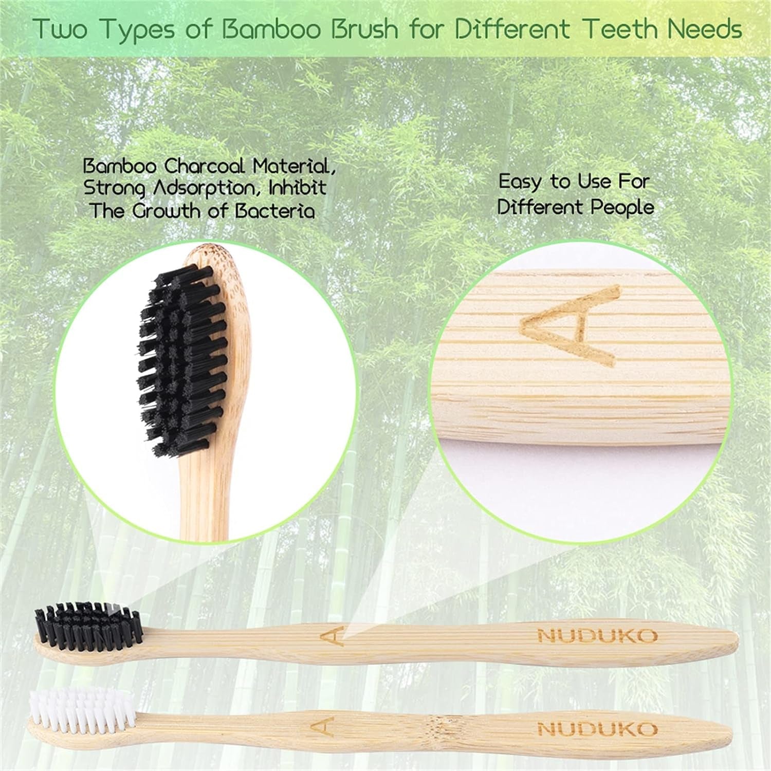 6 Pcs Bamboo Toothbrushes, Soft BPA Free Bristles, Biodegradable, Eco-Friendly, Compostable