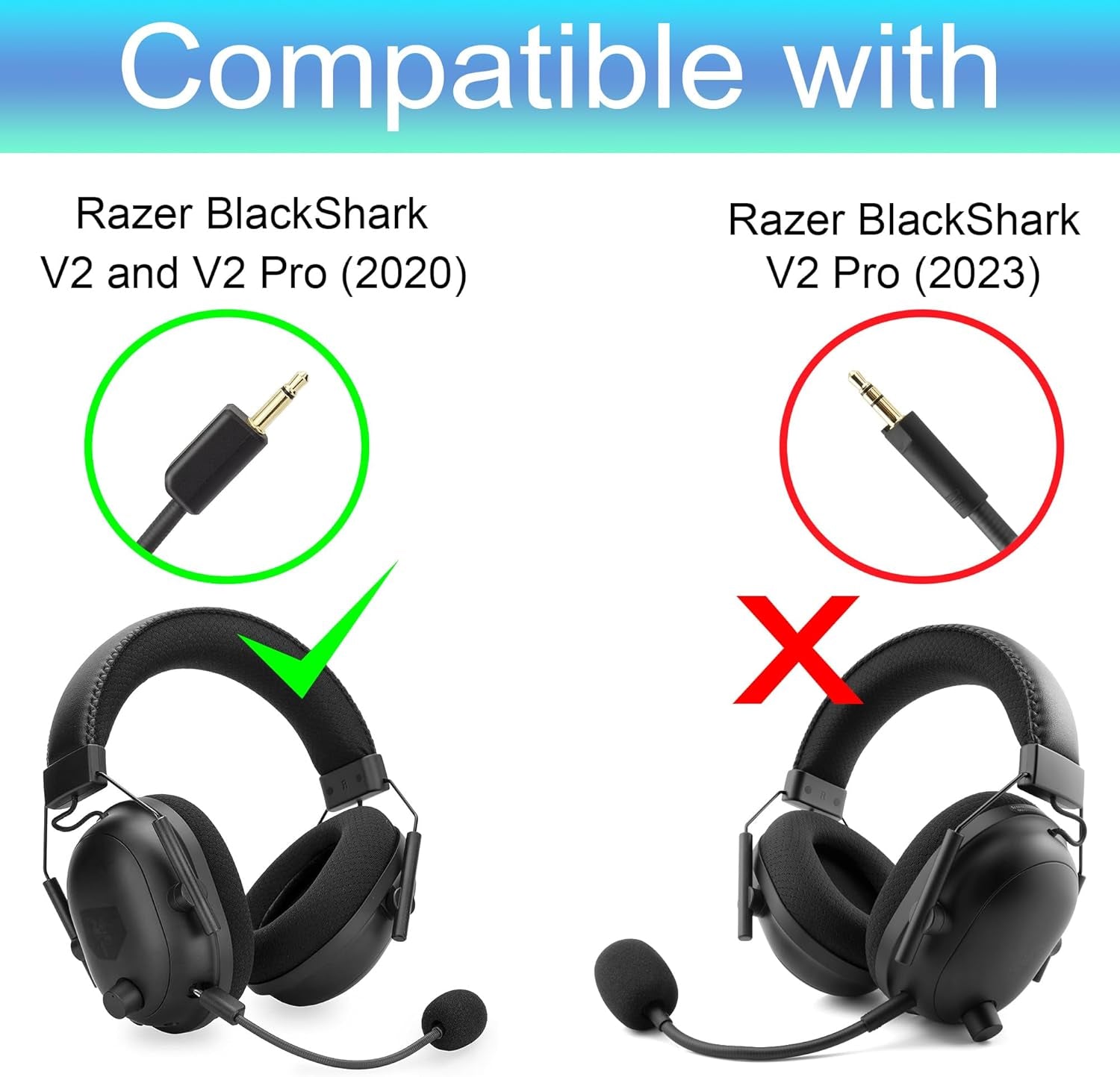 Blackshark V2 Mic Replacement – 3.5mm Detachable Boom Mic with Foam for Razer V2 & V2 Pro