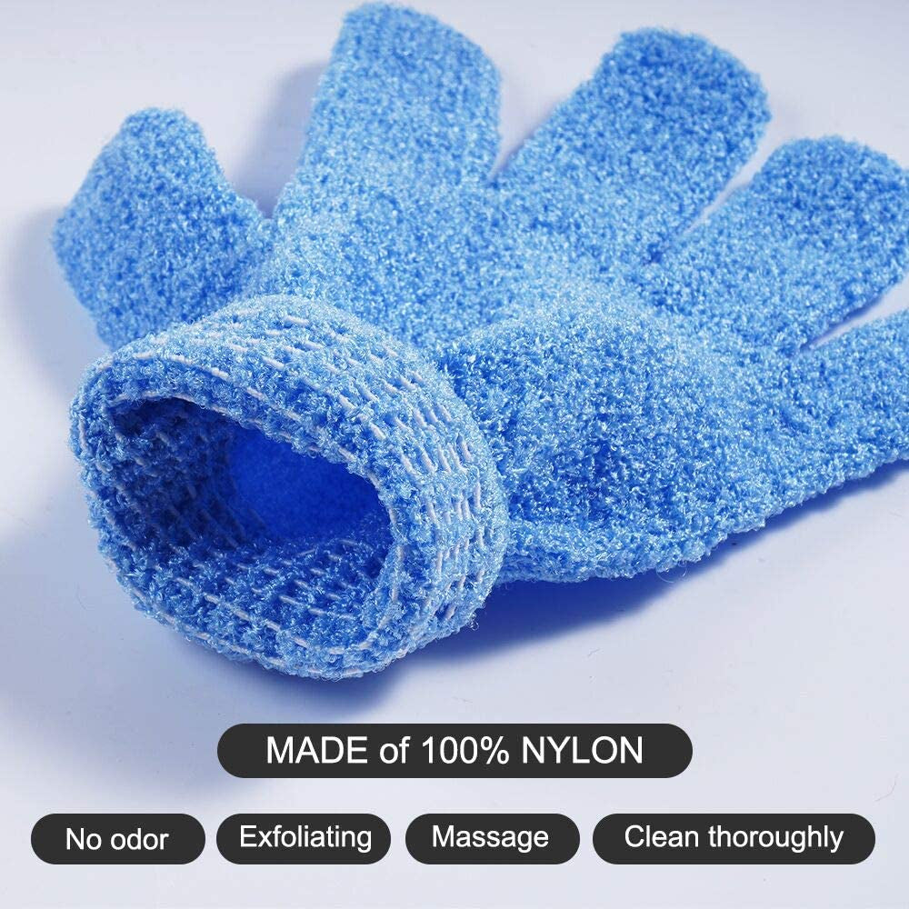 10 Pairs Exfoliating Gloves – 100% Nylon, Dual-Sided for Shower, Spa & Bath (10 Colors)