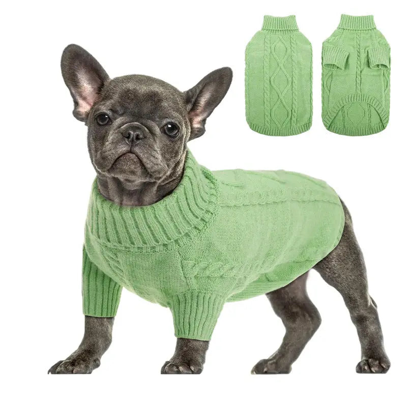 Dog Turtleneck Clothes Autumn And Winter Clothing Solid Color Knitted Sweater - clickit2shipit
