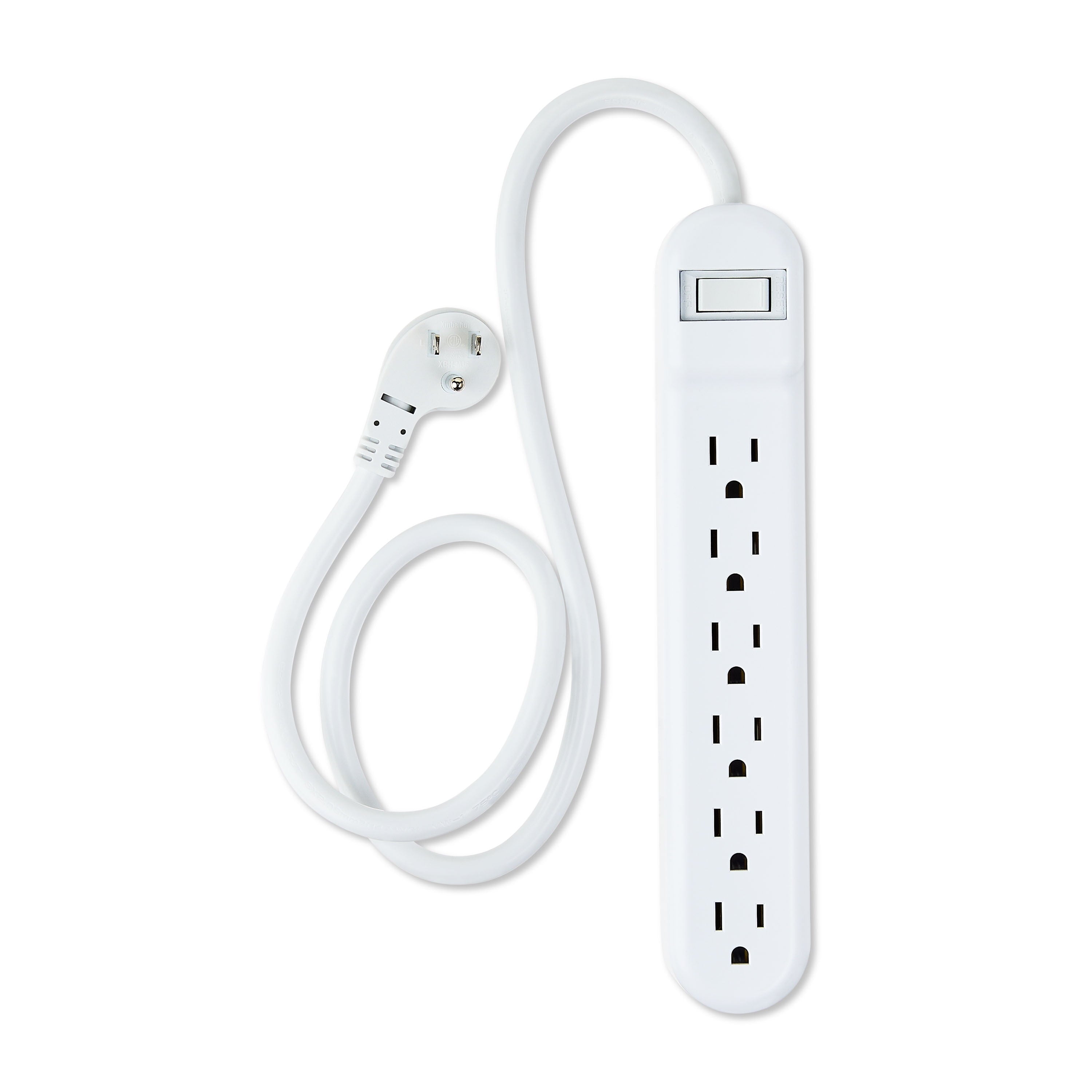 6-Outlet Surge Protector – 2-Pack with 2.5Ft Power Cord (White)